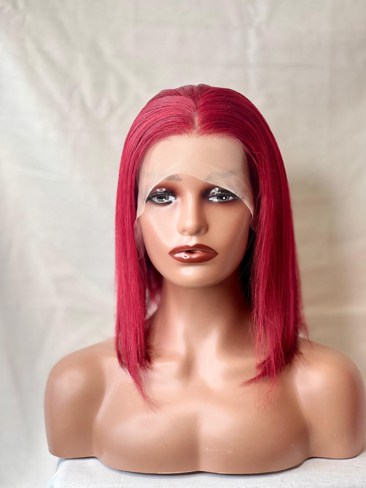 Straight Burgundy Bob Lace frontal Wig