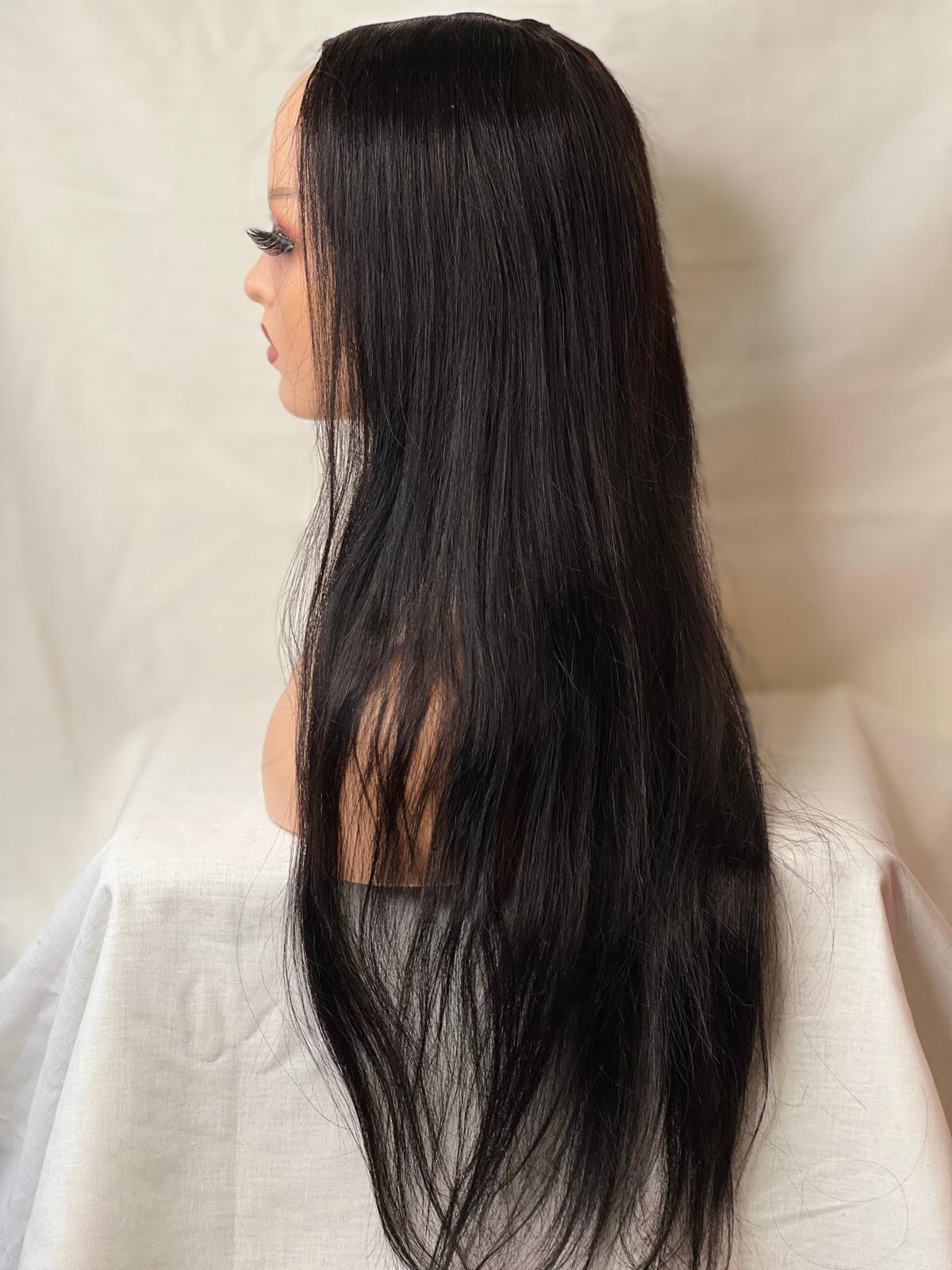 Straight V part wig