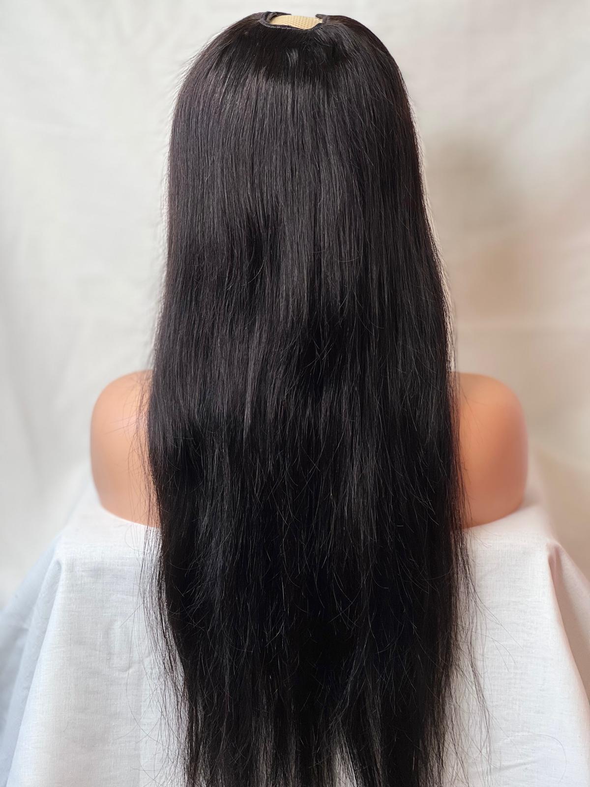 Straight V part wig